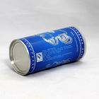 Latas compostas do papel azul de CMYK com a tampa aberta fácil de alumínio para o pó e o chá