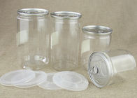 Cilindro enlatado aberto fácil do produto comestível das latas do ANIMAL DE ESTIMAÇÃO plástico claro transparente