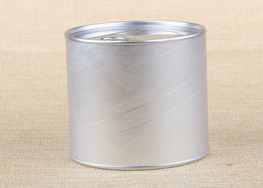 Silvery Color Paper Cans Packaging With Aluminium Easy Open Lip + PE Cap