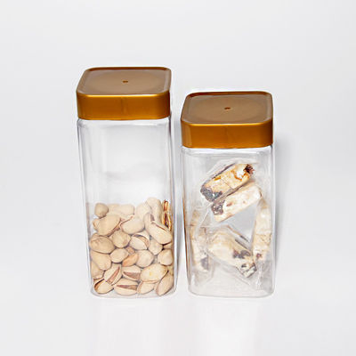 Square Pet Material Transparent Food Storage Canister With PP Lid For Kitchen
