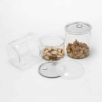 FDA Certified Clear PET Plastic Cylinder Drink Can Container With Lid