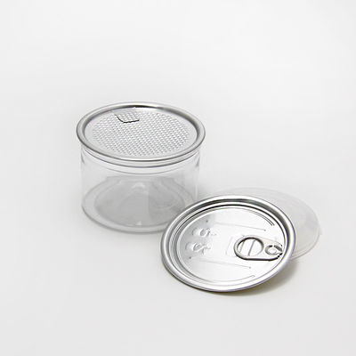 FDA Certified Clear PET Plastic Cylinder Drink Can Container With Lid