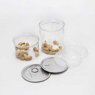FDA Certified Clear PET Plastic Cylinder Drink Can Container With Lid