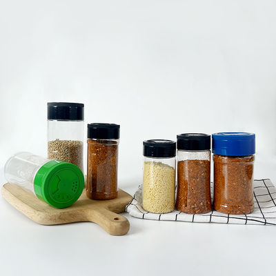 Transparent PET Plastic Kitchen Powder Spice Seasoning Shaker Container Jar