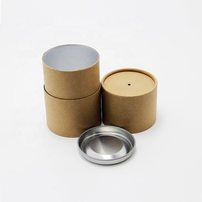 OEM Custom Design Biodegradable Foil Inner Paper Tube Can Packaging With Metal Cover