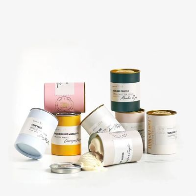 Food Grade Inner Aluminum Foil Ice Cream Cylinder Paper Can With Metal Lids