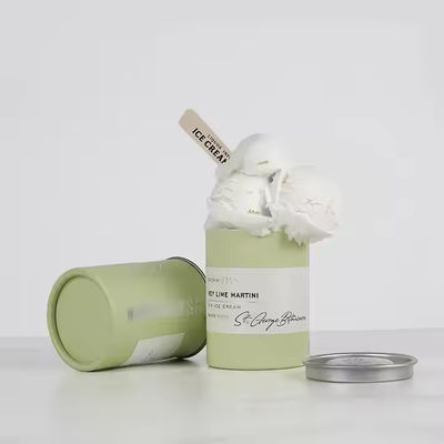 High Quality Inner Aluminum Foil Ice Cream Cylinder Paper Container With Metal Lids