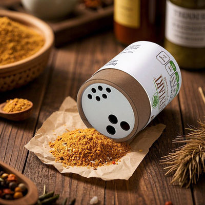 Custom Recycle Paper Tube with Plastic Spice Shaker Top Kitchen Set Salt Sugar Double Holes  Spice Set