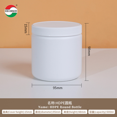 500ml Clear Plastic Cylinder HDPE Bottle For Weed Packaging With Good Sealing Food Grade HDPE500-D194e