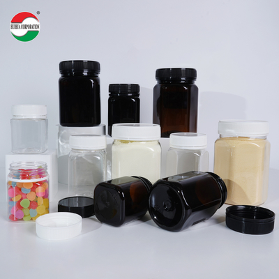Wholesale 250g 500g 1000g Plastic Square Round Clear Bottle PET Material Food Grade Honey Container with Screw Cap Honey Jars
