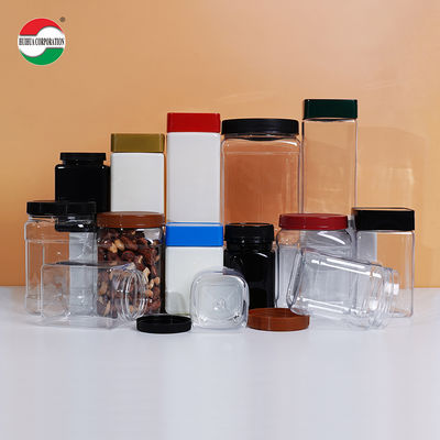 Clear Square Plastic Jar With Lids