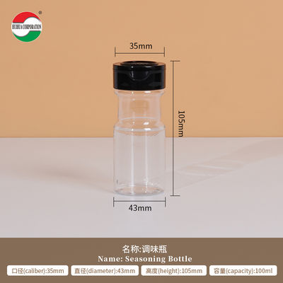 Food Grade Plastic Shaker Bottle PET Packing Shaker Spice Bottles Jars Containers With Butterfly Flip Top Cap Lid