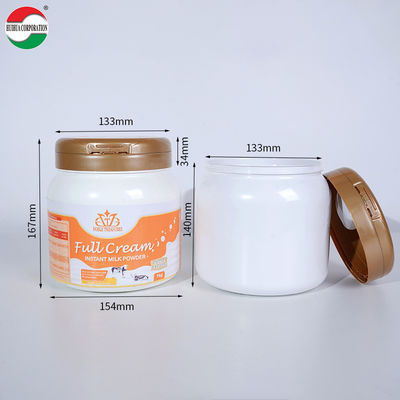 IML In Mould Label 1000ml 1100ml 2000ml 2200ml 2300ml 2600ml 4000ml White Plastic Can PET Jar with Aluminum Easy Open Lids Aluminum Gasket Screw Top Plastic Packaging for Milk Powder