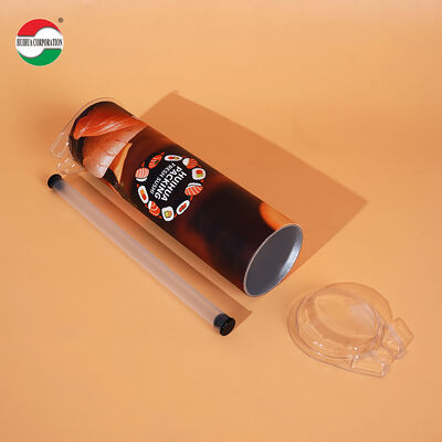 Custom Printed Food Grade Suka Sushi Push Pop Paper Tube Cylinder Paper Canister Sushi Paper Box Packaging