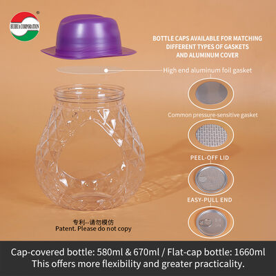 670ml Hat-Shaped PET Bottle With Teardrop-Shaped Body And Transparent Screw Cap