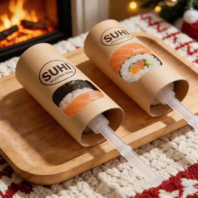 Food Grade Eco Friendly PP Plastic to Go Sushi Paper Roll Push up pop Tube Packaging Shooter Cup Cylinder Container with Lid