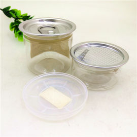 FDA Clear Plastic Cylinder , 50ml Dried Cans Aluminum Peel Off Food Jar