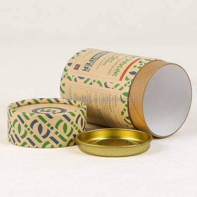 Food Grade Custom Paper Tube With Metal Lids Paper Tube With Tinplat Paper Tube With Ribbon