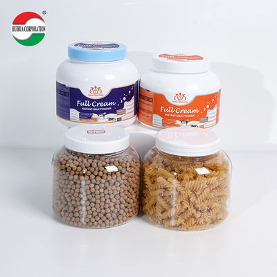 Frascos de plástico PET redondos de grau alimentício reciclado de 1200ml, direto da fábrica, potes de pó, latas, recipiente para proteína do leite em pó