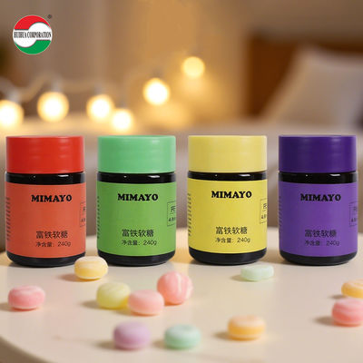 Copo de parafuso colorido personalizado Jar de plástico PET preto com junta para nutrição Vitaminas doces doces Frutas secas