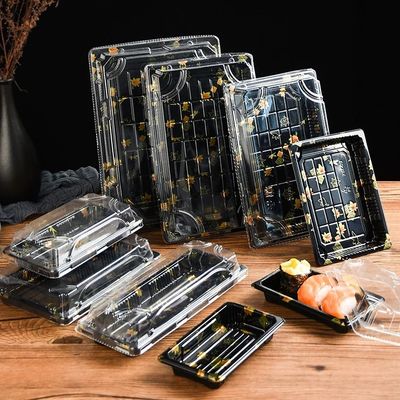 Take Out Food Container Sushi Trays with Lids Personalized Sushi Box Disposable Plastic Sushi Takeaway Packaging Box