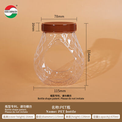 Wholesale 670mL 23oz Wide Mouth Canning PET Plastic Bottles Clear Empty Cans Food Grade Plastic Jars With Lid for Candy Food Packaging