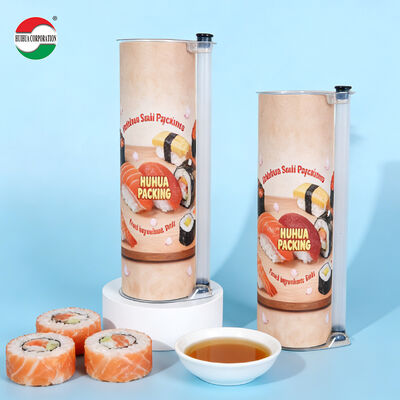 Custom Food Grade Push Pop up Sushi Paper Tube Packaging with Soy Sauce Pipe Cylinder Packaging with Chopsticks Easy to Take