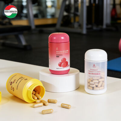 Fábrica de vendas diretas HDPE medicamento garrafa de plástico com junta para suplemento vitamínico pílula frasco vazio embalagem