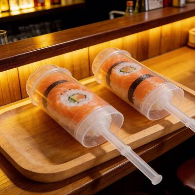 Food Grade Custom logo PP Plastic Sushi Push up pop Tube Shooter Cylinder Container Cup for Cake with Lid