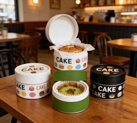 Embalagem Biodegradável de Tubo de Alimentos para Bolo Sobremesa Cheesecake Kraft Canister de Papel para Assar em Alta Temperatura