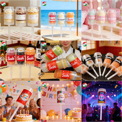 Tubo de Plástico Push Pop de Grau Alimentício Econômico para Sushi com Design Personalizado Novo Embalagem de Garrafa de Plástico PP para Bolo e Gelatina