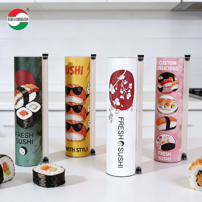 Novo Design Eco-Friendly Custom Printed Food Grade Pop Push Sushi Materiais de Papel de Artesanato Reciclados para Tubos de Sushi de Varejo