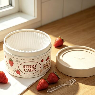 Caixa de Embalagem de Bolo em Tubo de Papel de Cilindro de Cardboard Reciclável de Grau Alimentício Personalizado para Tiramisu Cheesecake
