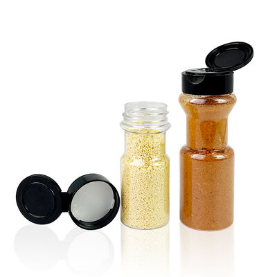 Pote de tempero de plástico PET com tampa de rosca para pimenta, sal, pimenta e biscoito, com serigrafia para utensílios de cozinha