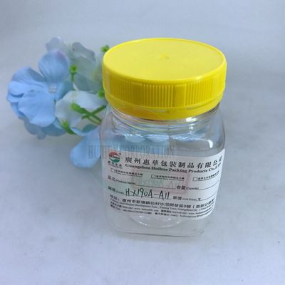 O aperto plástico claro quadrado Kookie empilhável do alimento 225ml da boca larga range