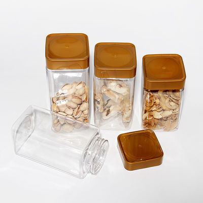 Frasco quadrado plástico vazio claro dos recipientes de armazenamento livre do ANIMAL DE ESTIMAÇÃO BPA com tampa do parafuso